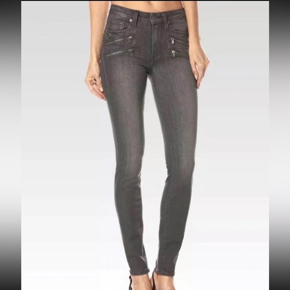 Paige Grey Cropped Zipper Jeans Sz 27